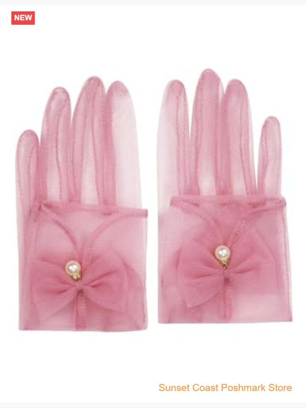 Women's Bow Tea Party Sheer Mesh Opera Gloves - Picture 3 of 6